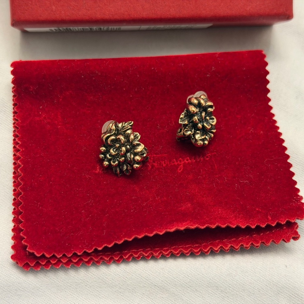 Salvatore Ferragamo Clip on Textured Earrings